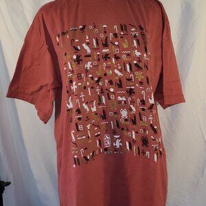 Pyramid Collection Women's Egyptian Symbols T-Shirt, Pink/Brick Red Color